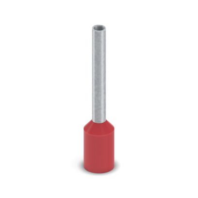 Phoenix Contact, AI-GB 1-12 RD Insulated Bootlace Ferrule, 12mm Pin Length, 1.5mm Pin Diameter, Red