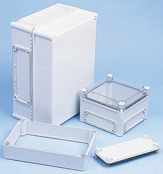 Fibox EK Series Grey Polycarbonate Enclosure, IP66, IP67, Flanged, Grey Lid, 190 x 190 x 180mm