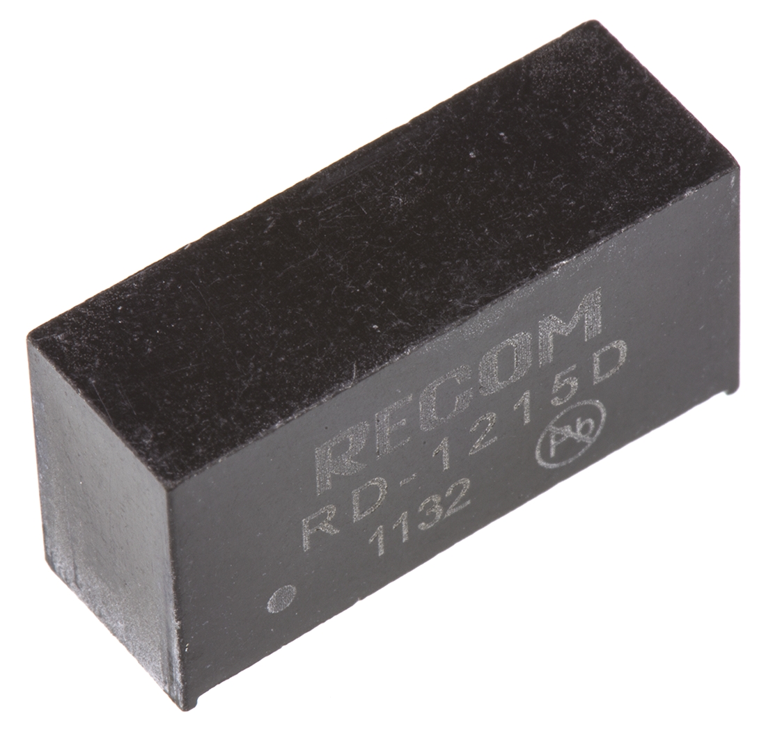 Recom RD DC-DC Converter, ±15V dc/ ±66mA Output, 10.8 → 13.2 V dc Input, 2W, Through Hole, +85°C Max Temp -40°C