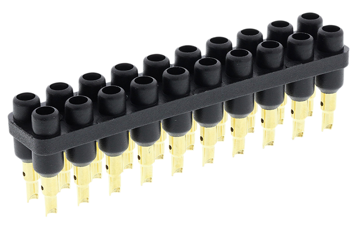 Staubli Straight PCB Socket, 20-Contact, 2-Row, 6mm Pitch, Solder Termination