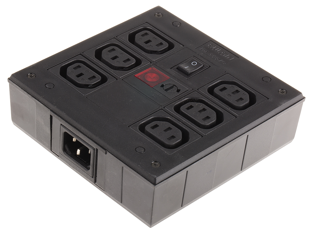 Bulgin IEC C13 6 Gang Power Distribution Unit, Filtered, 250 V ac, Fused