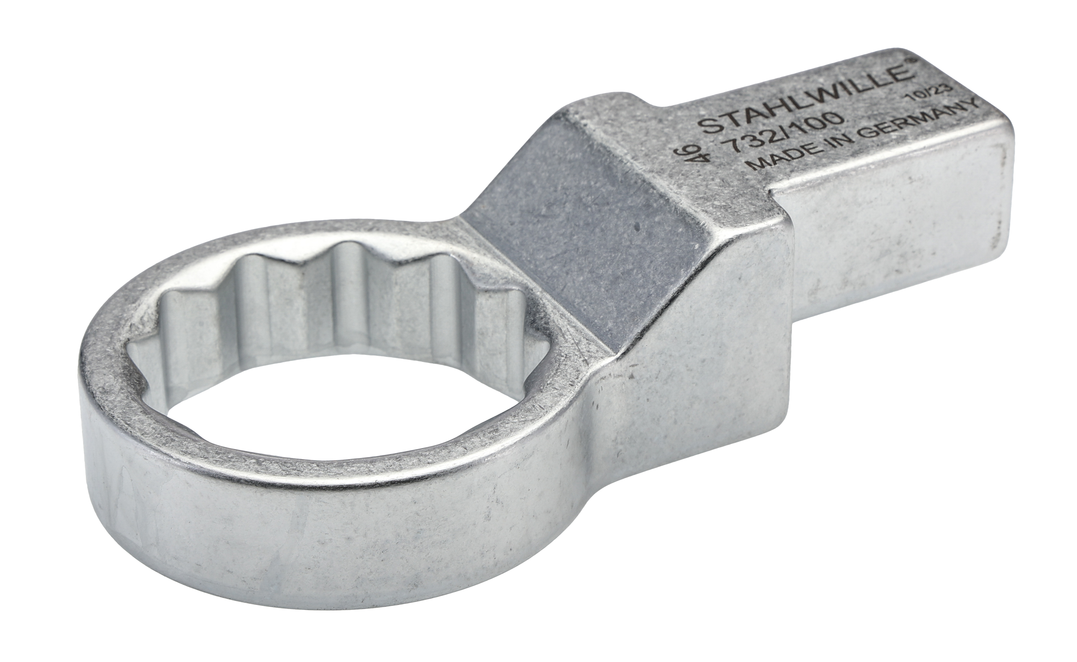 STAHLWILLE 732/100 Series Crow Ring Insertion Ring Spanner, 65 mm, 22 x 28mm Insert, Chrome Plated Finish