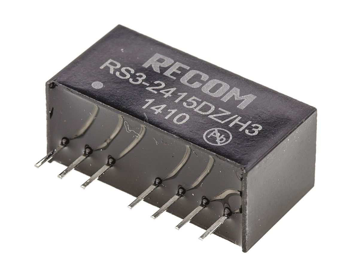 Recom RS3 DC-DC Converter, ±15V dc/ ±100mA Output, 9 → 27 V dc Input, 3W, Through Hole, +71°C Max Temp -40°C Min