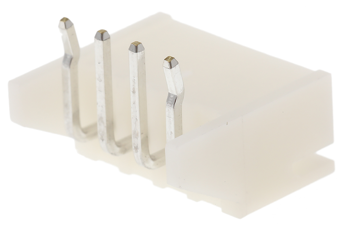 JST XH Series Right Angle Through Hole PCB Header, 4 Contact(s), 2.5 mm Pitch, 1 Row, Shrouded