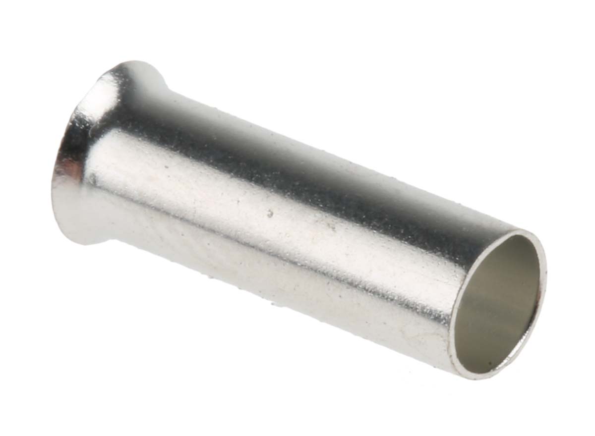 RS PRO Crimp Bootlace Ferrule, 12mm Pin Length, 3.5mm Pin Diameter, 6mm² Wire Size