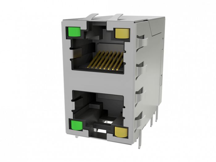 Amphenol Communications Solutions RJE30 Series Female Ethernet Connector, Through Hole, Cat3, Nickel Plated Copper