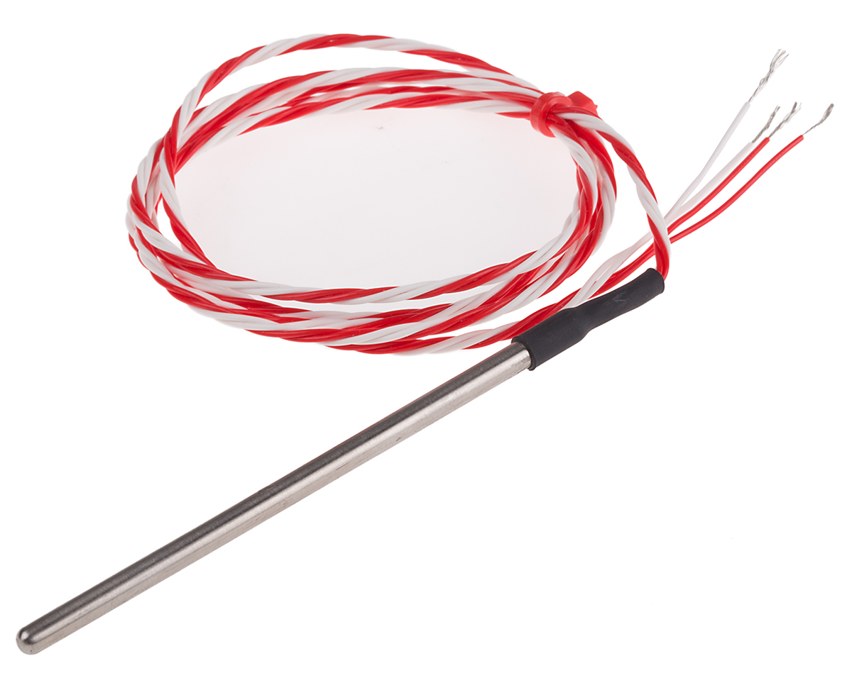 RS PRO PT100 RTD Sensor, 4mm Dia, 90mm Long, 4 Wire, Probe, Class B +200°C Max