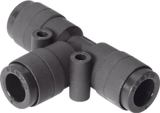 Festo QST-V0-4 Series Tee Tube-to-Tube Adaptor Push In 4 mm, Push In 4 mm, Tube-to-Tube Connection Style, 132896
