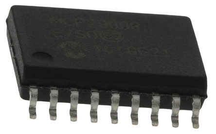 Microchip 8-Channel I/O Expander I2C, Serial 18-Pin SOIC, MCP23008-E/SO