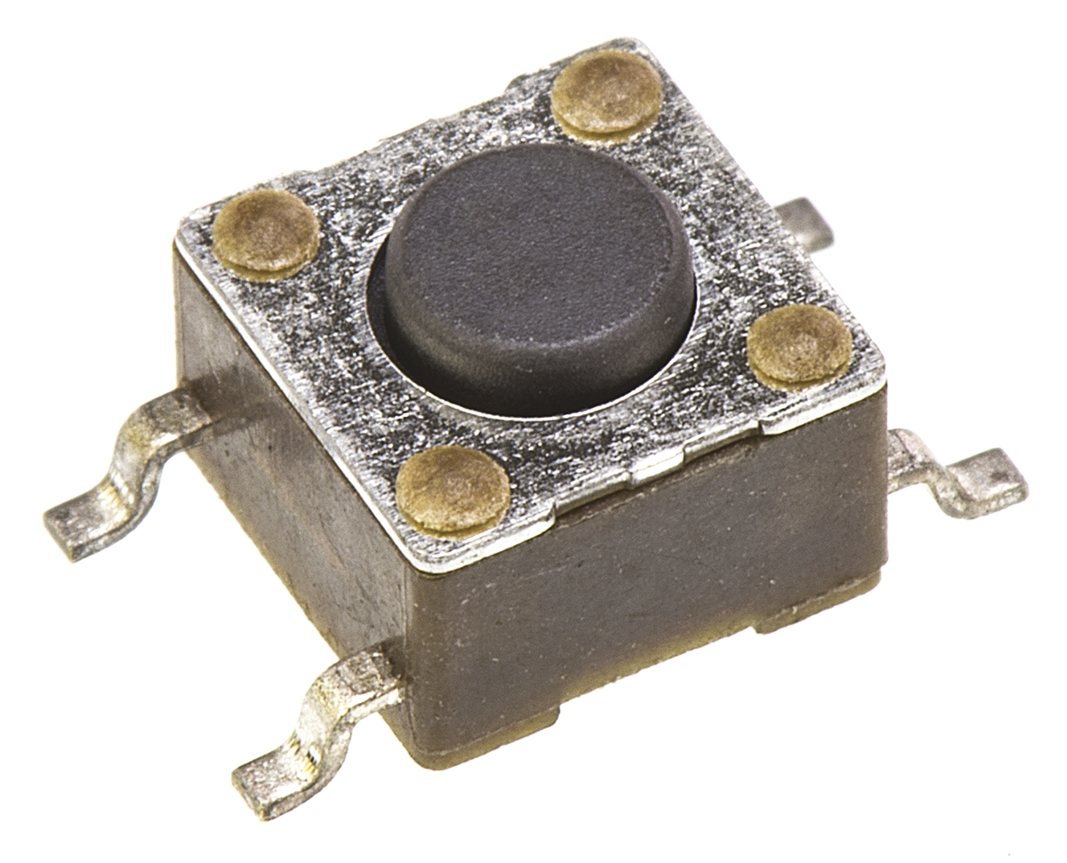 TE Connectivity Black Button Tactile Switch, SPST 50 mA @ 12 V ac 0.7mm Surface Mount