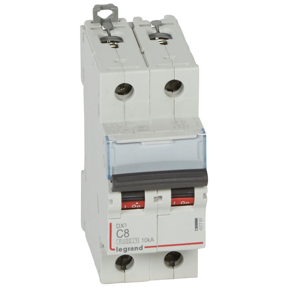 Legrand DX3 Circuit Breaker, 2P, 8A Curve C, 400V AC, 10 kA Breaking Capacity