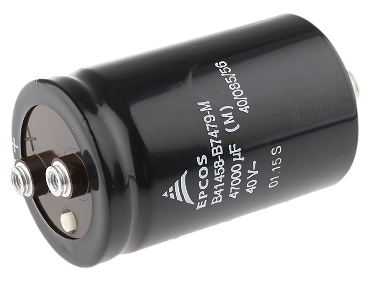 EPCOS 47000μF Aluminium Electrolytic Capacitor 40V dc, Stud Mount - B41458B7479M600