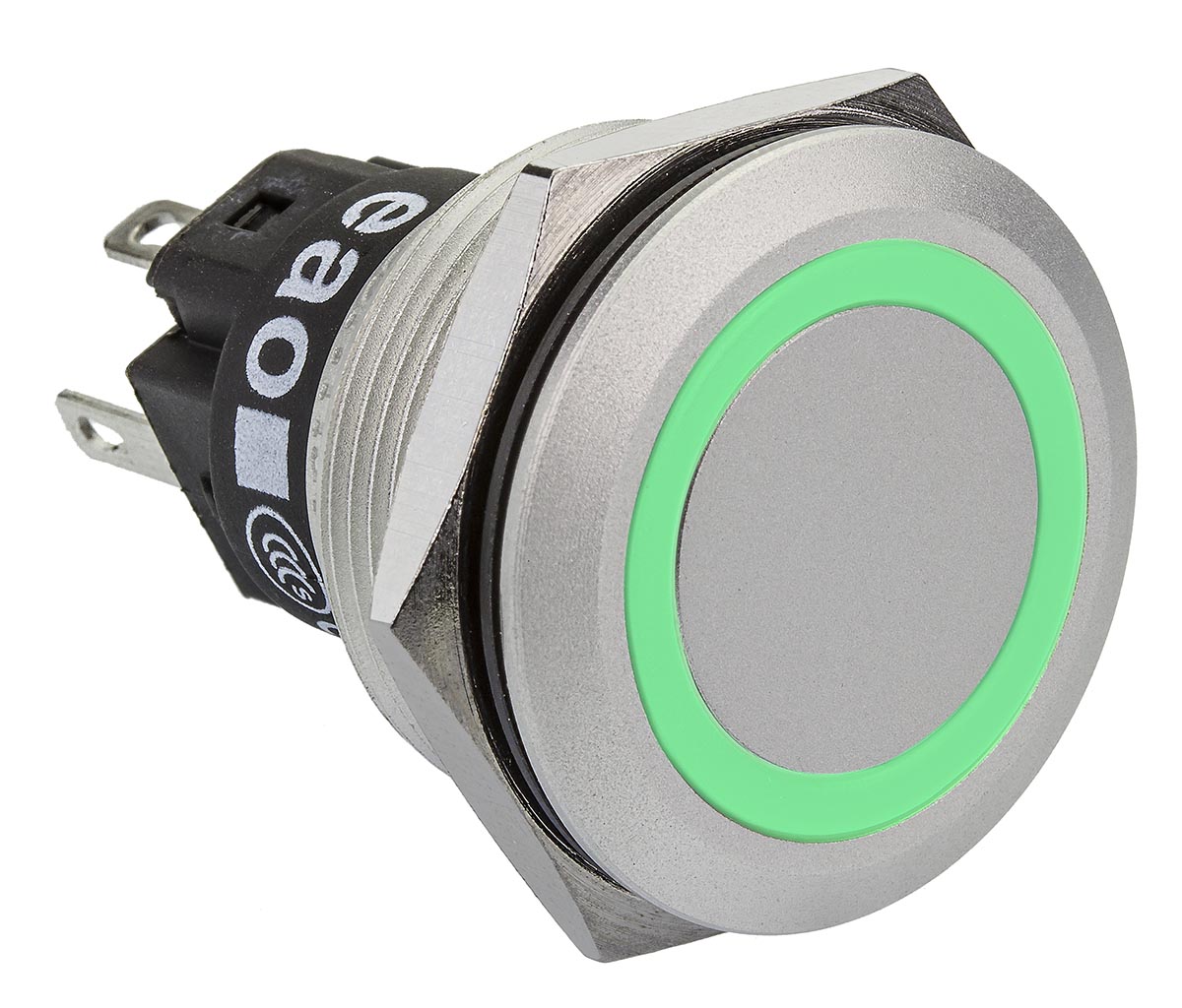EAO 82 Series Illuminated Push Button Switch, Momentary, Panel Mount, 22.3mm Cutout, SPDT, Green LED, 240V, IP65, IP67