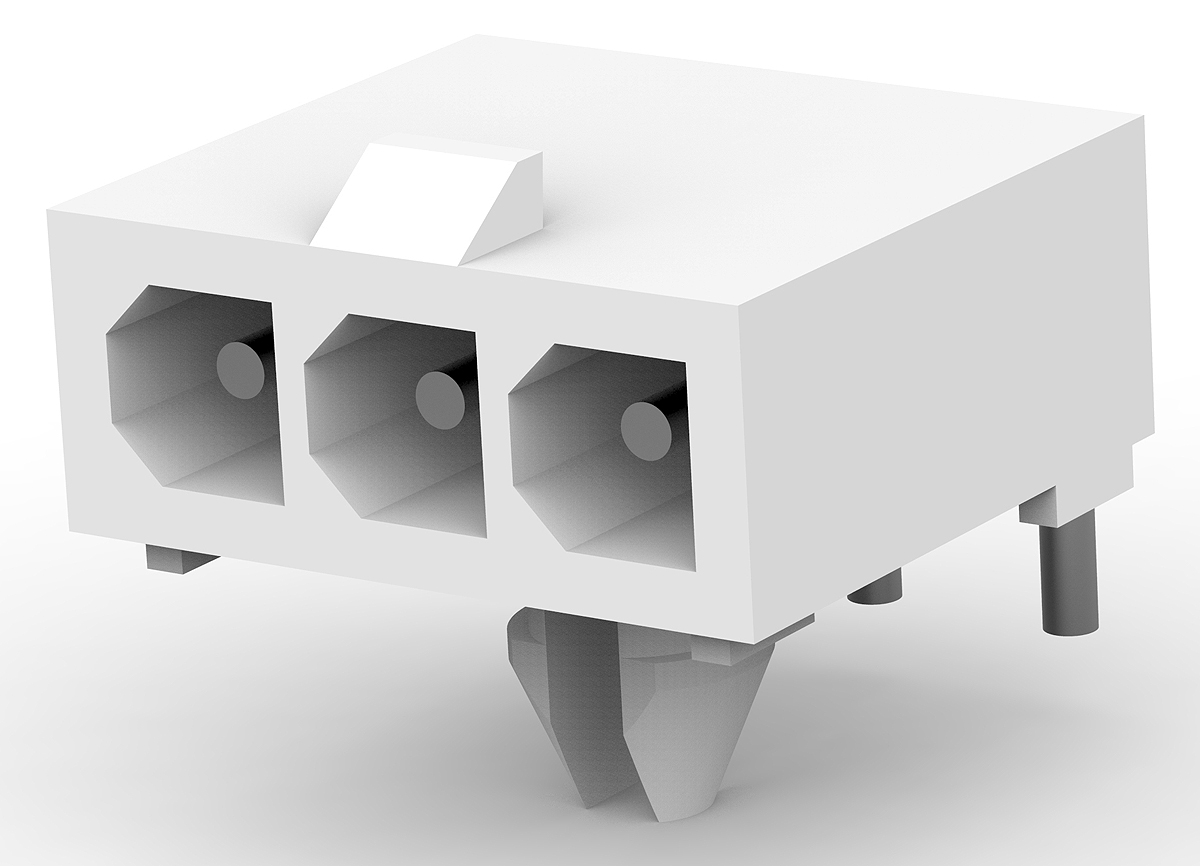 TE Connectivity Mini-Universal MATE-N-LOK Series Right Angle Through Hole PCB Header, 3 Contact(s), 4.14 mm Pitch, 1