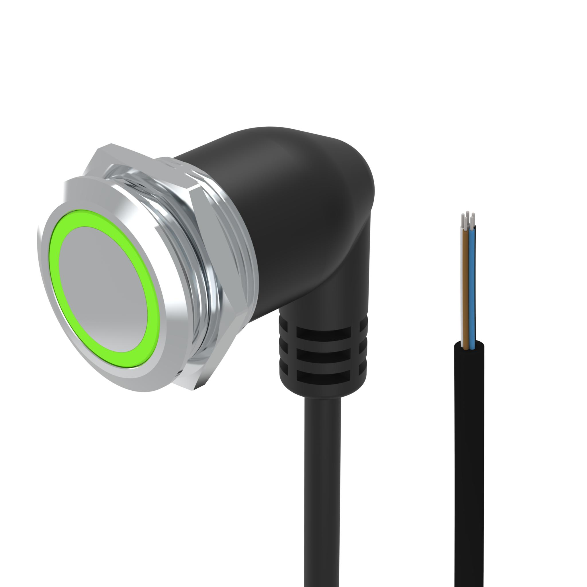 EAO 82 Series Illuminated Push Button Switch, Momentary, Panel Mount, 22mm Cutout, 1CO, Green LED, 35V, IP65, IP67