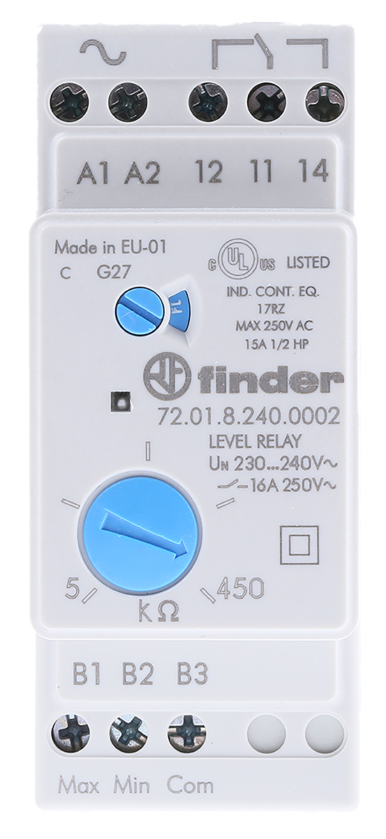 Finder Level Monitoring Relay, 1 Phase, SPDT, DIN Rail