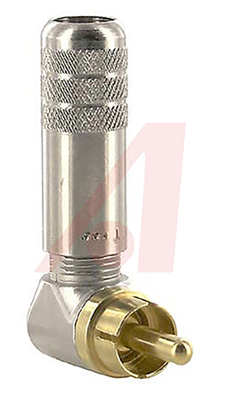 Switchcraft Right Angle Cable Mount RCA Plug, Gold, 6A