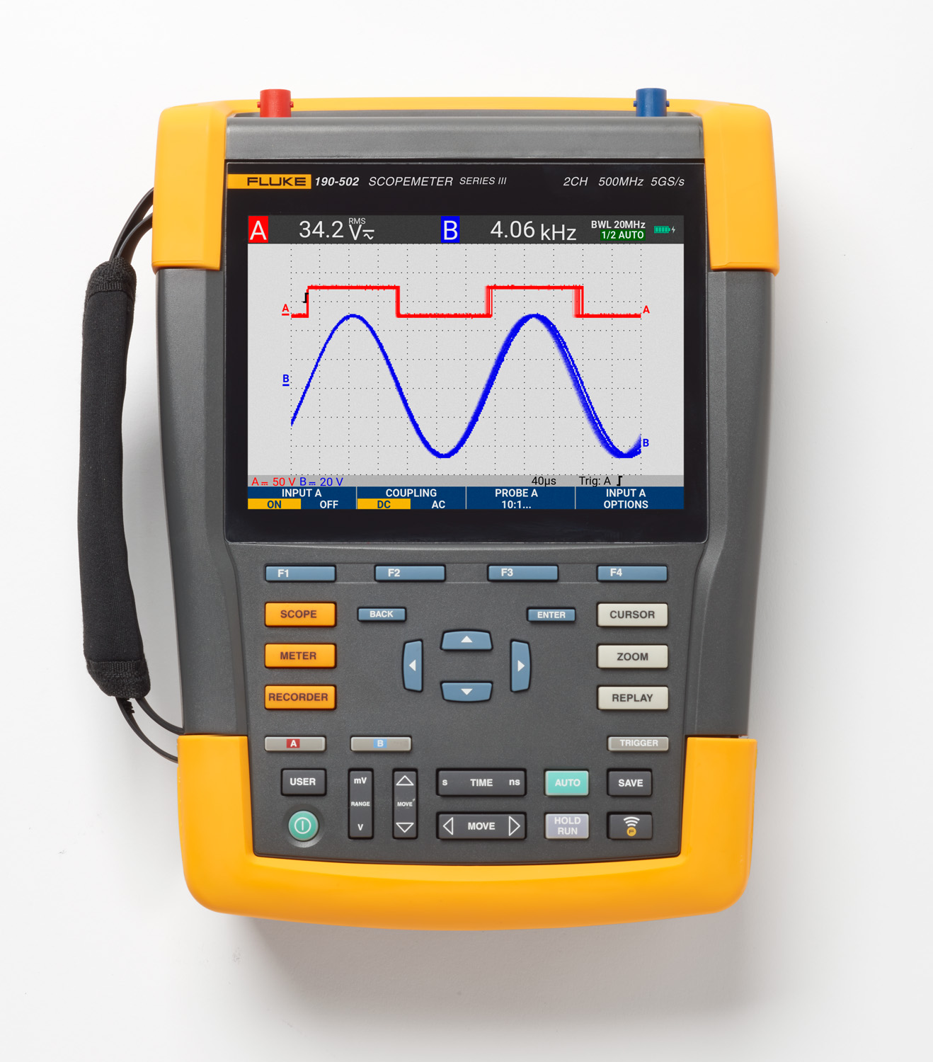 Fluke 190-502-III ScopeMeter III Series, 500MHz Portable Oscilloscope, 2 Analogue Channels - UKAS Calibrated