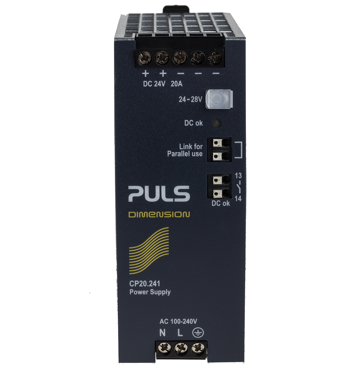 PULS CP DIN Rail Power Supply, 100 → 240V ac ac Input, 24V dc dc Output, 20A Output, 480W