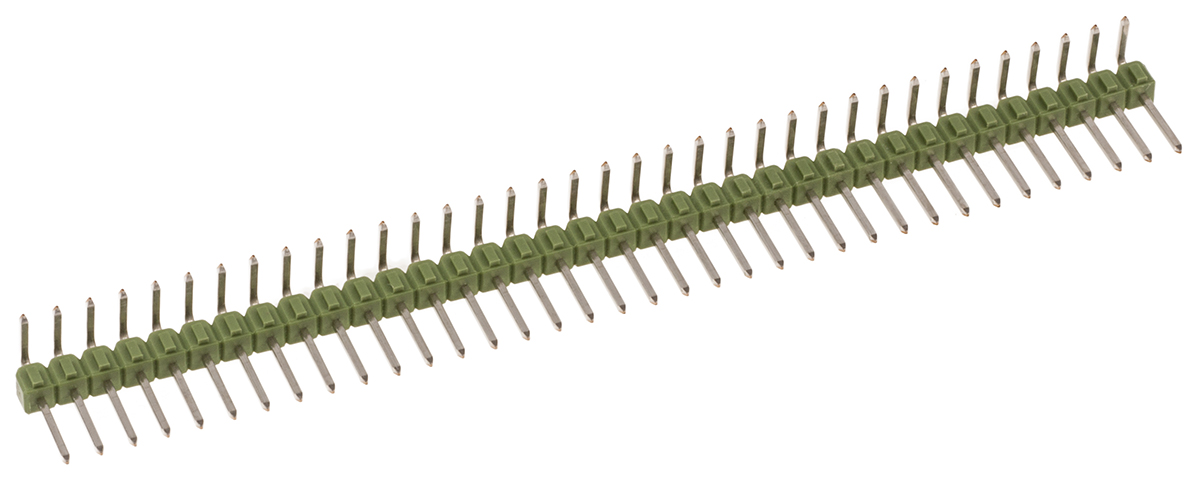 TE Connectivity AMPMODU MOD II Series Right Angle Through Hole Pin Header, 36 Contact(s), 2.54 mm Pitch, 1 Row,
