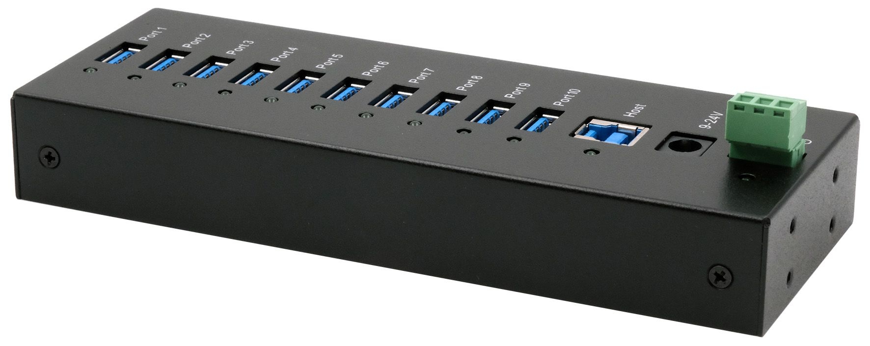 Exsys 10 Port USB 3.2 USB A, USB B  Hub, Terminal Connector Powered, 160 x 60 x 24mm