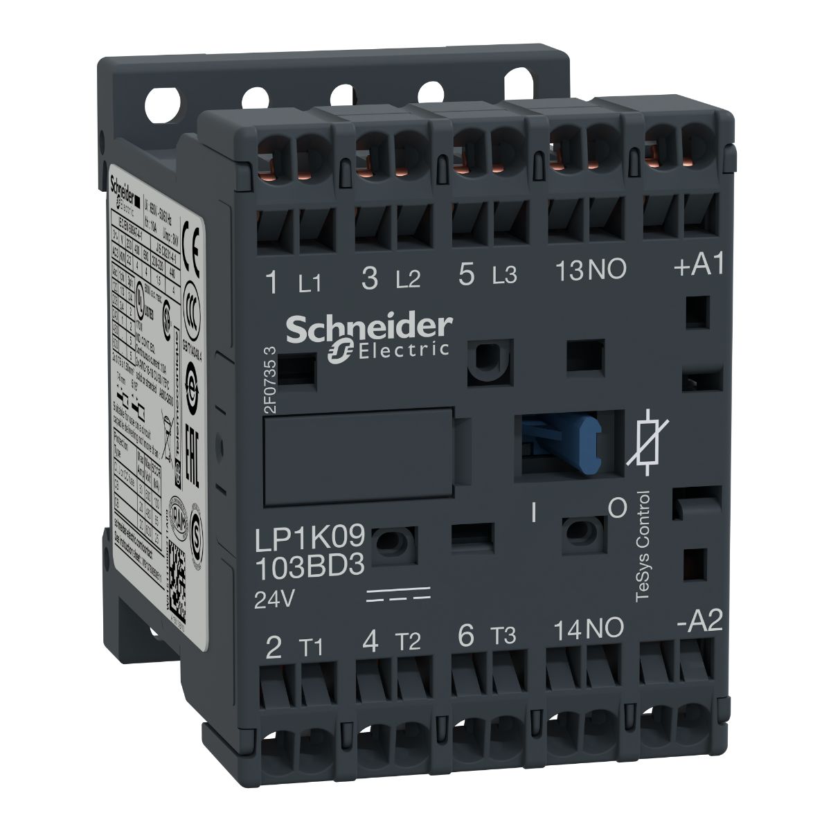 Schneider Electric TeSys K LP1K Contactor, 24 V dc Coil, 3-Pole, 20 A, 4 kW, 3NO, 690 V ac