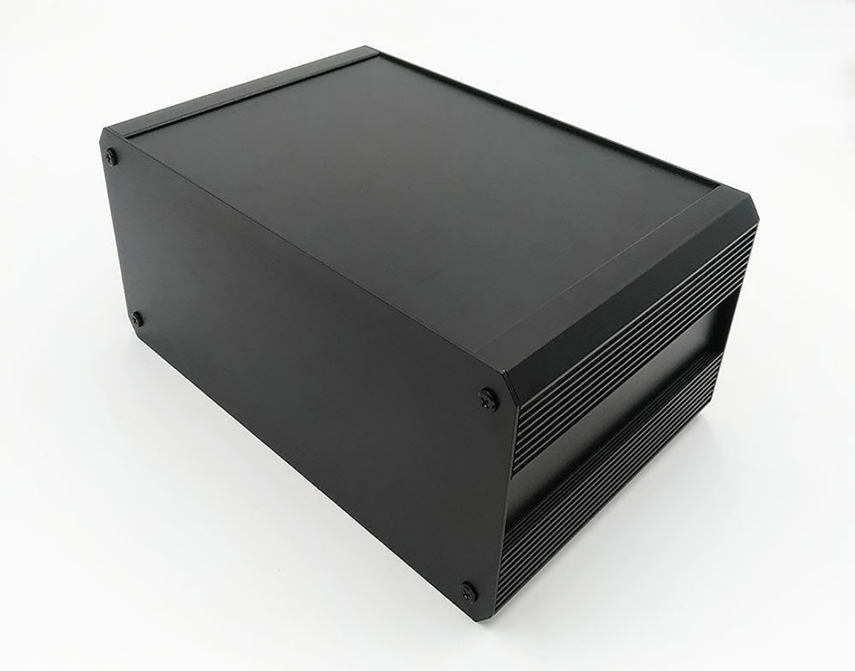RS PRO Black Extruded Aluminium Heat Sink Case, IP40, Black Lid, 200 x 300 x 175mm