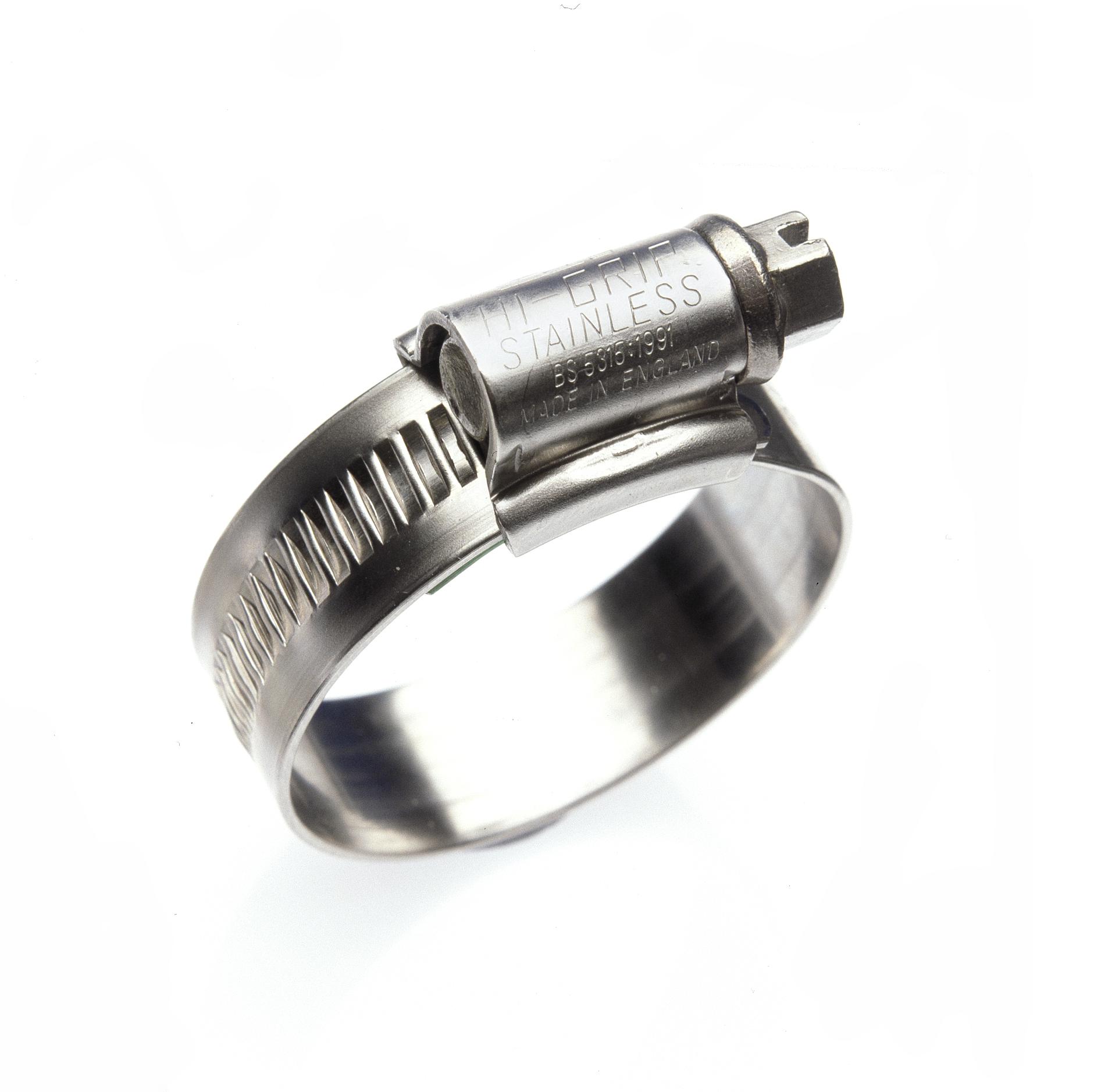 HI-GRIP Stainless Steel Slotted Hex Worm Drive, 13mm Band Width, 17 → 25mm ID