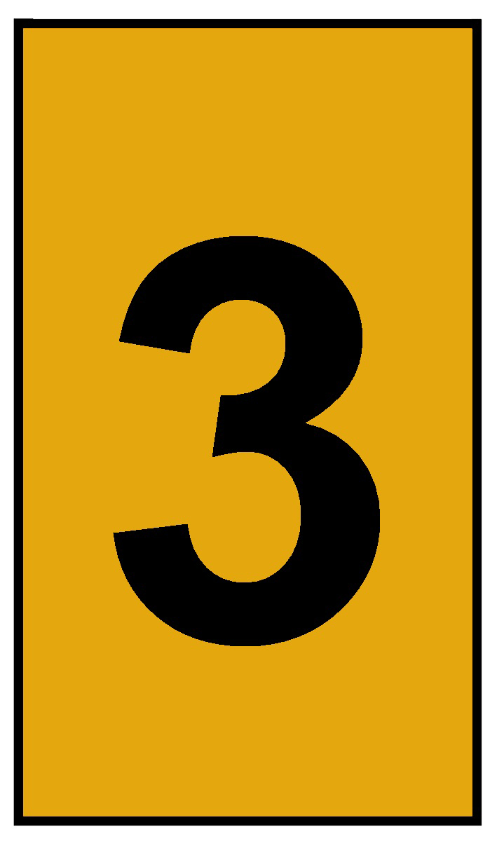 HellermannTyton Ovalgrip Slide On Cable Markers, Black on Orange, Pre-printed "3", 1.8 → 3.6mm Cable, 901-10619