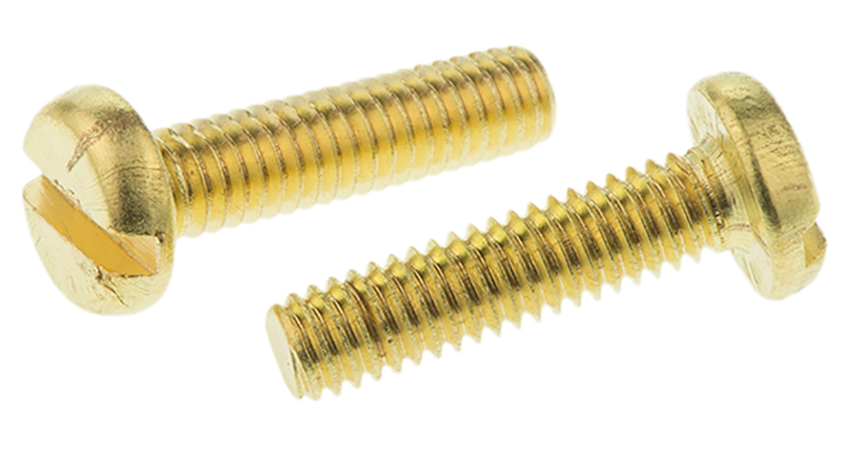 RS PRO Slot M4 Pan Brass Machine Screws DIN 85 x 16.0mm