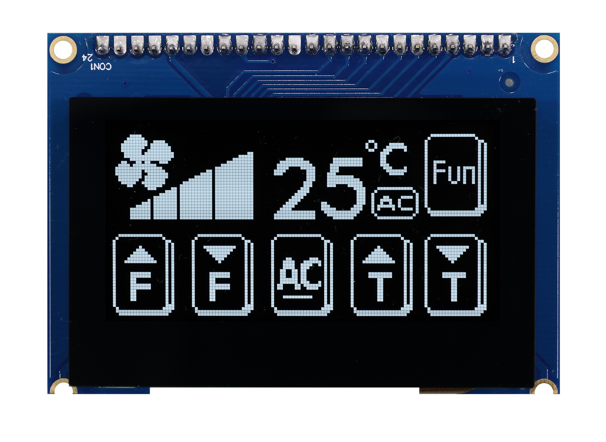 Midas 2.42 White Passive matrix OLED Display 128 x 64 COB I2C, Parallel Interface