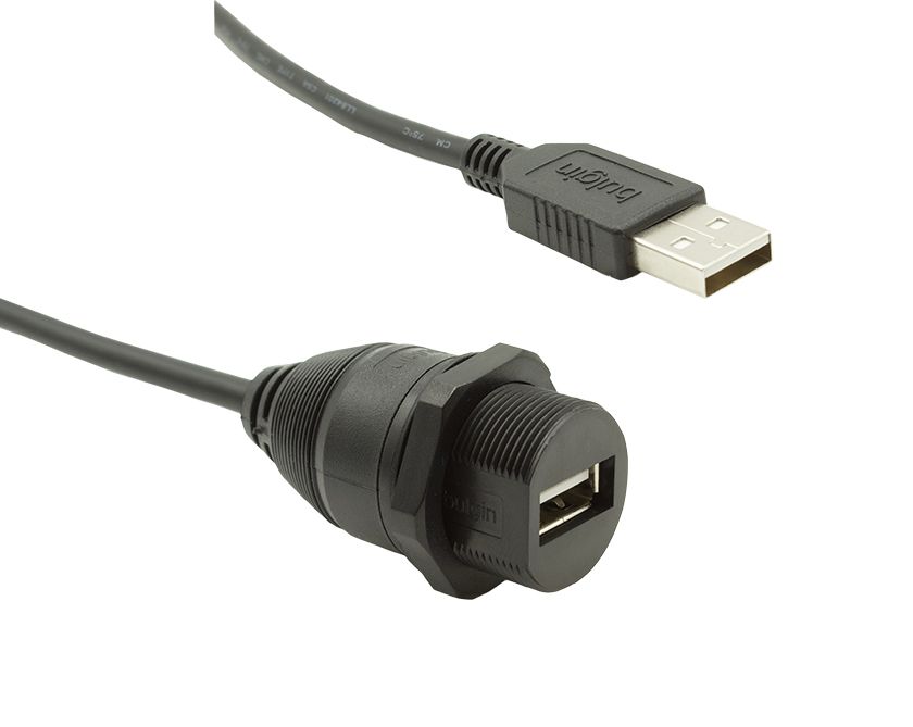 Bulgin USB 2.0, Female USB A to Male USB A, 0.5m