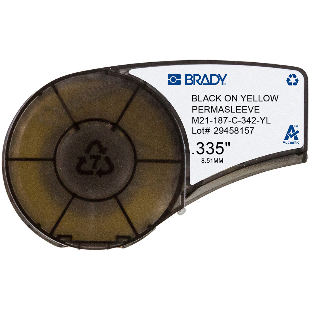 Brady R4300 Heat Shrink Heat Shrink Cable Marker, Black on Yellow, 1.5 → 8.1mm Cable, M21-187-C-342-YL