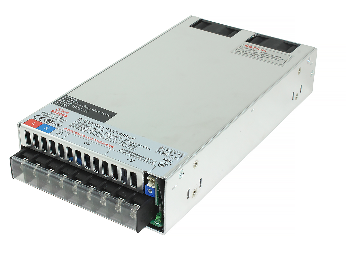 RS PRO Switching Power Supply, 24V dc, 22A, 480W, 1 Output, 90 → 264V ac Input Voltage