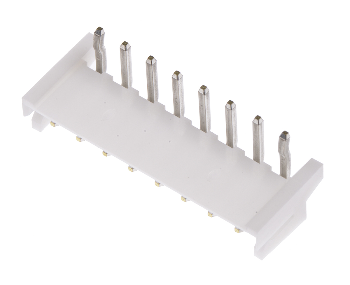 JST EH Series Right Angle Through Hole PCB Header, 8 Contact(s), 2.5 mm Pitch, 1 Row, Shrouded