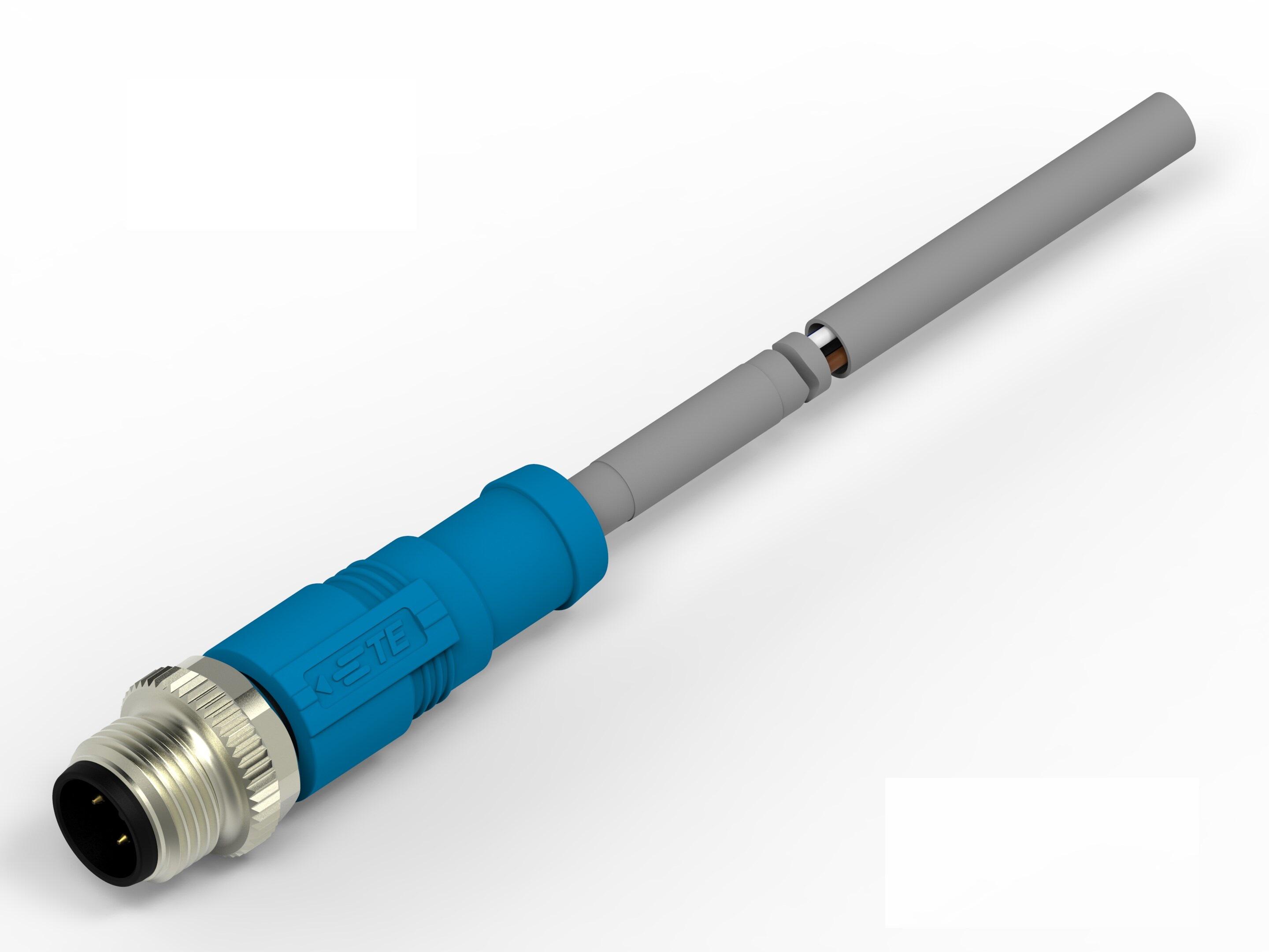 TE Connectivity Male 4 way M12 Plug to M12 Pigtail Cable Assembly, 1.5 m