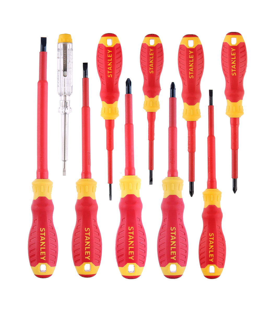 Stanley Phillips; Pozidriv; Slotted Insulated Screwdriver Set, 10-Piece