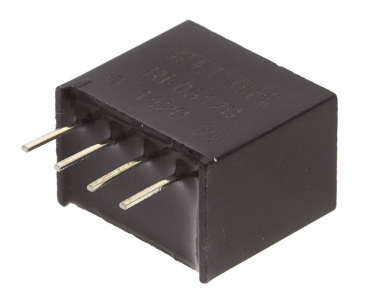 Recom RI DC-DC Converter, 12V dc/ 167mA Output, 4.5 → 5.5 V dc Input, 2W, Through Hole, +85°C Max Temp -40°C Min