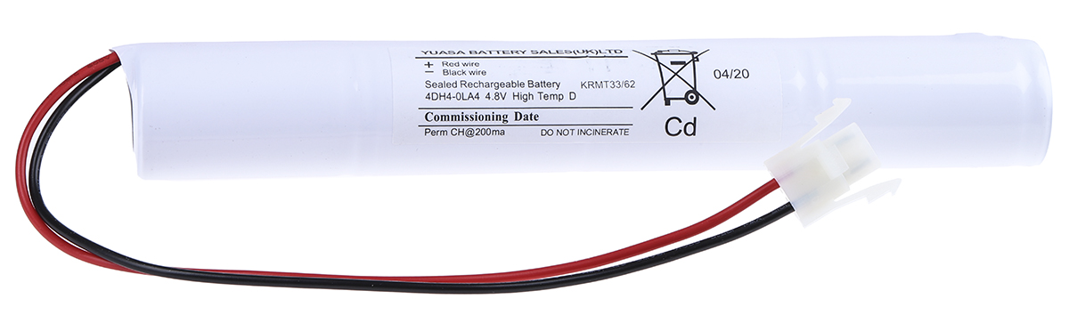 Yuasa 4.8V NiCd Rechargeable Battery Pack, 4Ah - Pack of 1