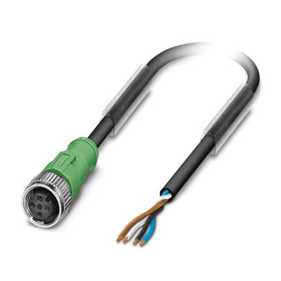 Phoenix Contact 4 way Free Cable End to Female 4 way Straight Socket M12 Sensor Actuator Cable, 10 m