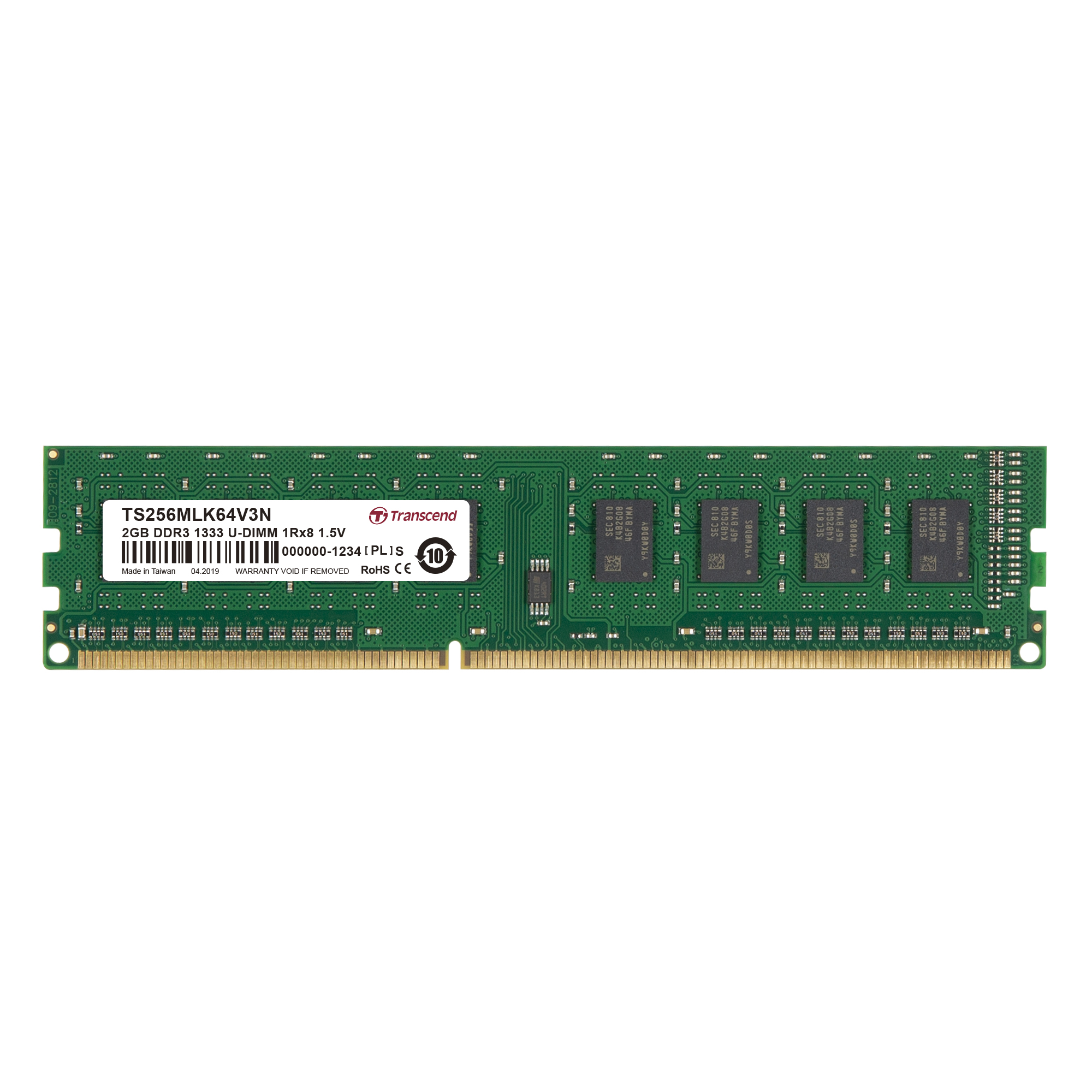 Transcend 2 GB DDR3 Desktop, Laptop RAM, 1333Mbit/s, UDIMM, 1.5V