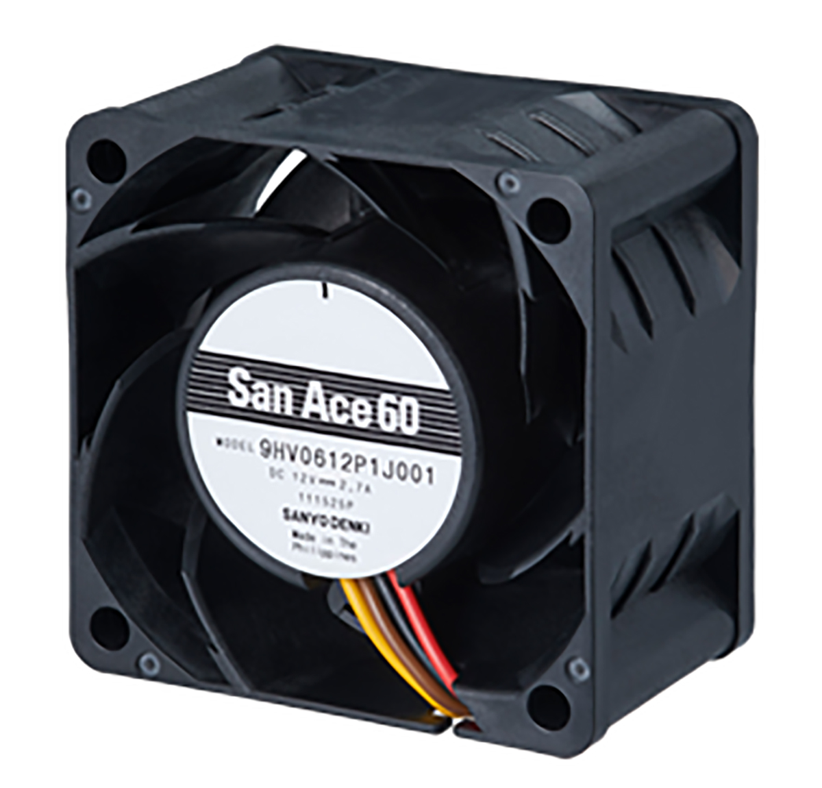 Sanyo Denki San Ace 9HV Series Axial Fan, 12 V dc, DC Operation, 112.8m³/h, 32.4W, 2.7A Max, 60 x 60 x 38mm