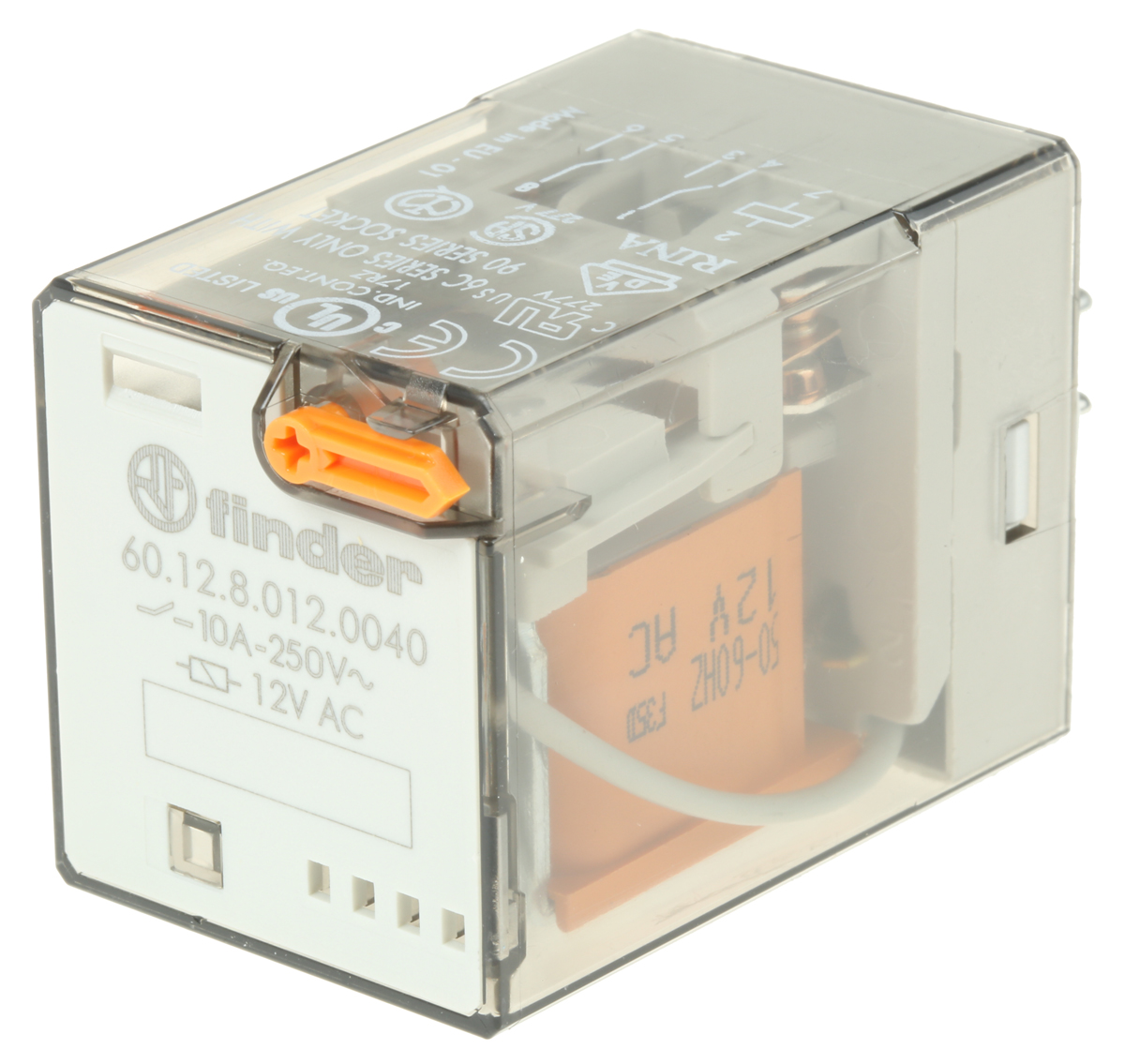 Finder Plug In Power Relay, 12V ac Coil, 10A Switching Current, DPDT