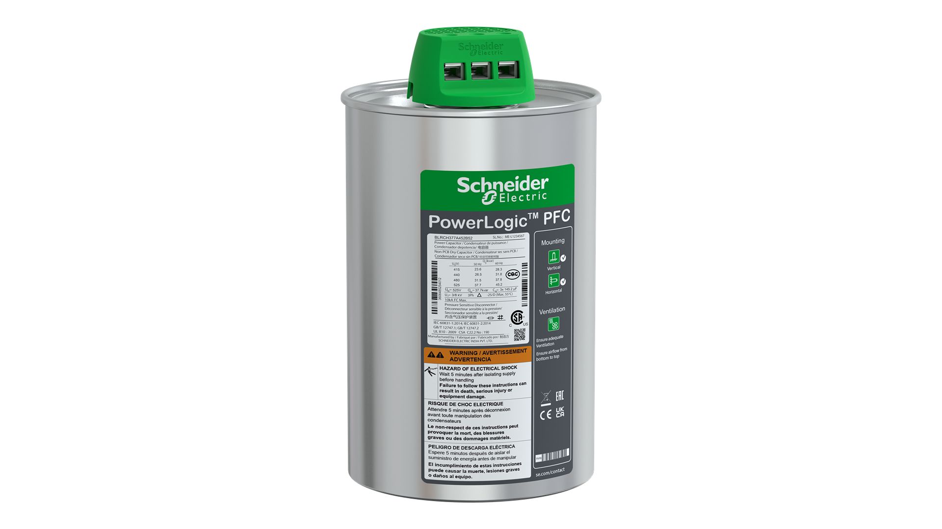 Schneider Electric Power Factor Correction Capacitor (PFC) 37.7kvar 45.2kvar