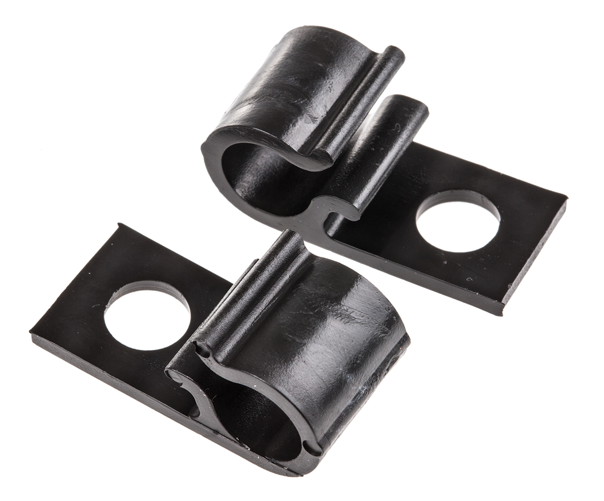 HellermannTyton Black Polyacetal D-shaped clip, 10mm Max. Bundle