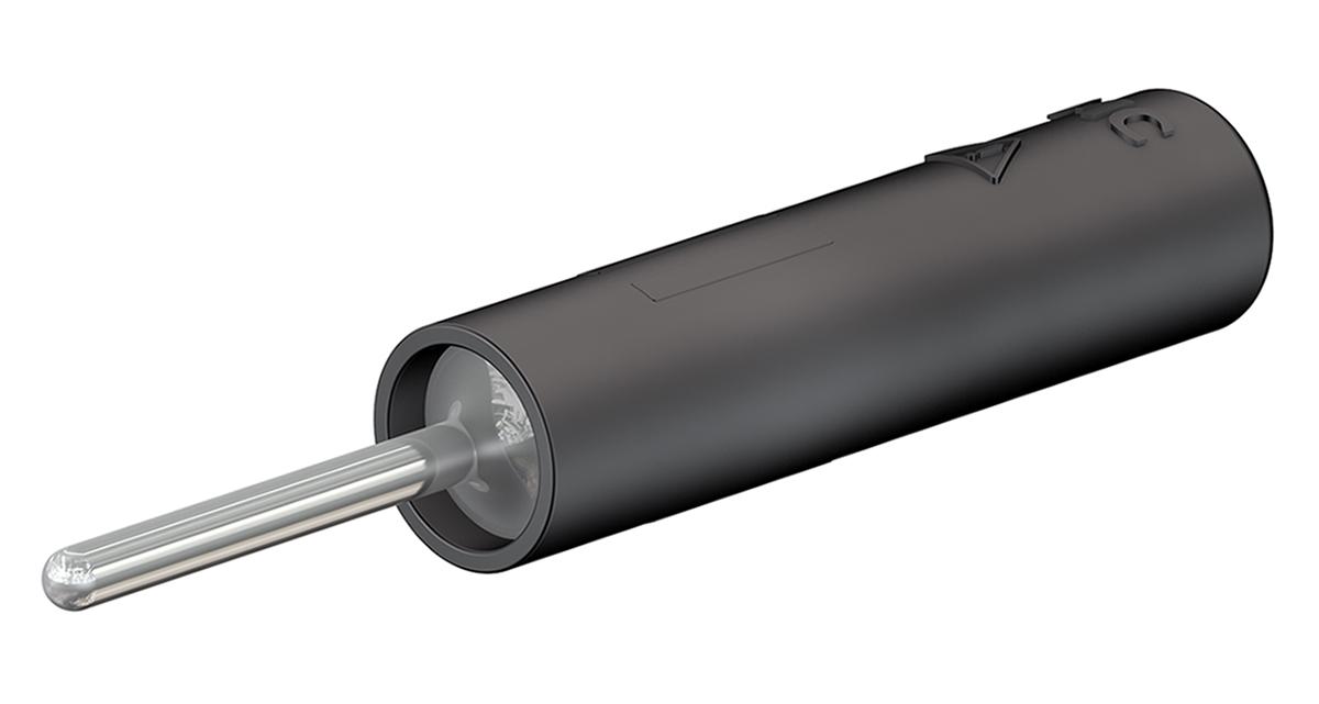 Staubli Black, Male to Female Test Connector Adapter With Brass contacts and Nickel Plated - Socket Size: 4mm