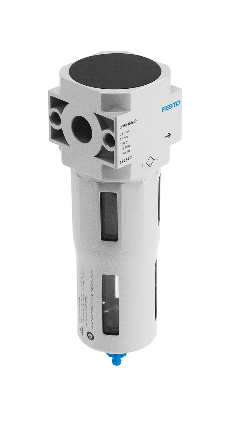 Festo D series 40μm 0bar to 16 bar Pneumatic Filter with Manual drain