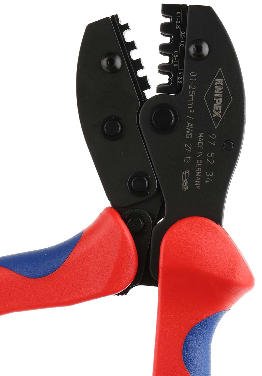 Knipex PreciForce® Hand Ratcheting Crimp Tool for Uninsulated Open Barrel Terminals, 0.1 → 2.5mm² Wire
