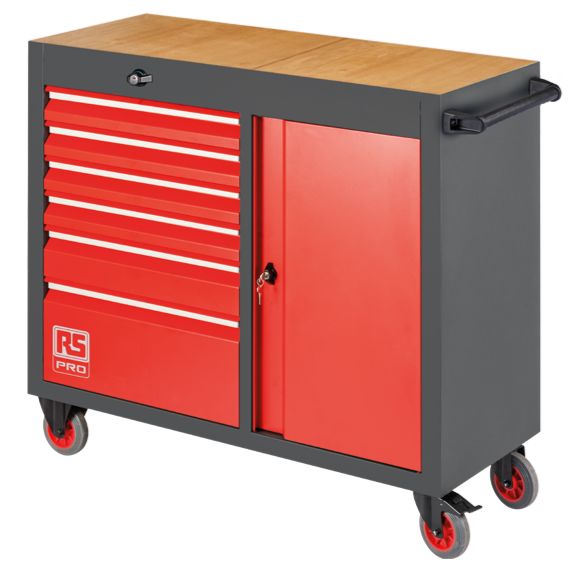 RS PRO 6 Drawer Steel Wheeled Tool Chest