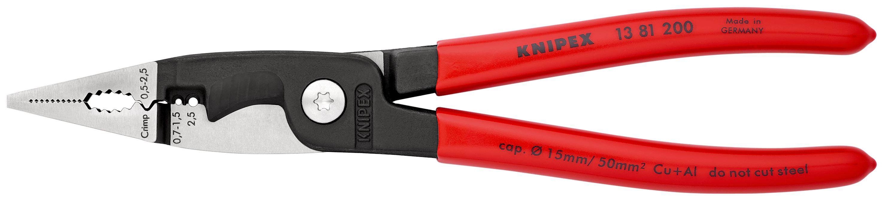 Knipex 13 81 200 Pliers, 200 mm Overall, Straight Tip